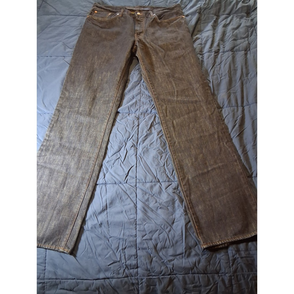 Martin + Osa‎ Mens Dark Wash Straight Leg Denim Jeans Blue 35x34